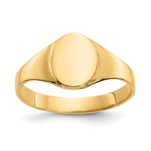 14k High Polished Oval Closed Back Baby Signet Ring K3851 - $151.91