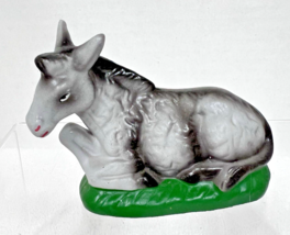 Vintage Japan Nativity Donkey Laying Down 3.5 x 2.5 inch Composition Gre... - $12.38