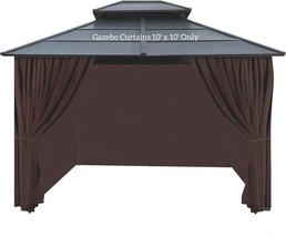 Gazebo Privacy Curtains 10&#39; X 10&#39; With Zipper 4-Panels Side Wall, Curtain Only - $111.98