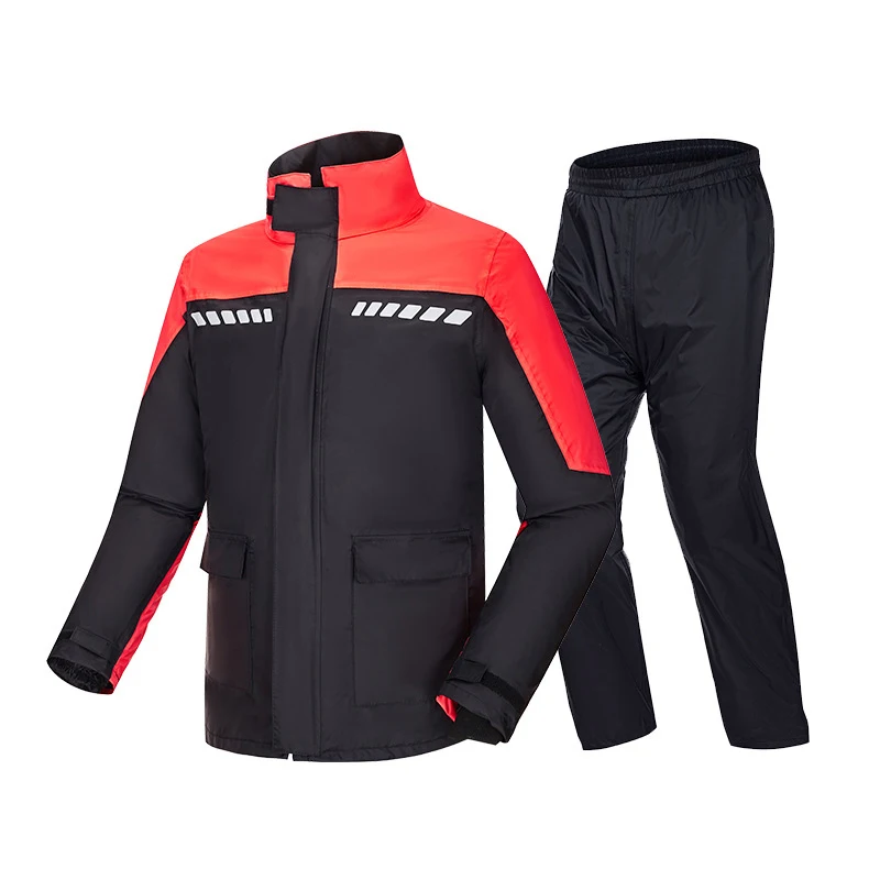 At red outdoor waterproof zipper moto rainwear adul rain suit women fishing gear jacket thumb200