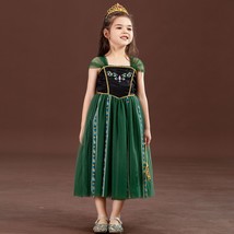 Beautiful Anna Princess Dress For Kids Girls Emerald Green Dress Halloween Dress - £19.17 GBP