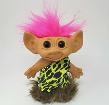 8&quot; Vintage Uneeda Wishnik Troll Dressed As Caveman Original Clothes Pink Hair - £29.61 GBP