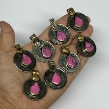 89g, 8pcs, Turkmen Coins Jeweled Synthetic Pink Tribal @Afghanistan, B14527 - £6.38 GBP