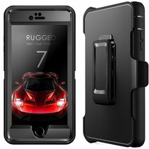iPhone 7 8 Plus Case Cover Heavy Duty Glass Screen Protection,Rugged Bla... - $32.69