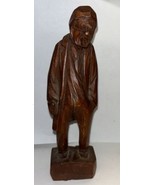 Vintage Signed CARON Hand Carved Wood Old Man Canada Folk Art Sculpture 7” - £23.34 GBP
