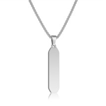 2022 New Fashion Rhombic Pendant Necklace Men Handmade Width 2mm Stainless Steel - £12.69 GBP