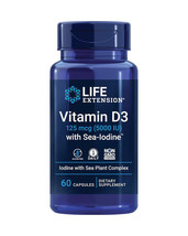 Life Extension Vitamin D3 125 mcg (5000 IU) with Sea-Iodine - 60 capsules - $9.89