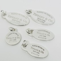 Vintage Return to Tiffany Oval Round Tag Pendant Charm in Sterling Silver - £86.72 GBP