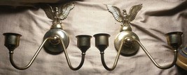 Old Vintage Pair of Two Wall Sconces Brass Metal Set Traditional America... - £87.94 GBP