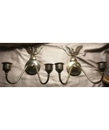Old Vintage Pair of Two Wall Sconces Brass Metal Set Traditional America... - $113.75