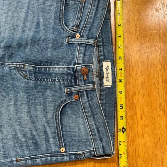 Madewell Sz 26 High Rise Skinny Jeans Distressed Medium Wash Raw Hem Stretch Item image 9