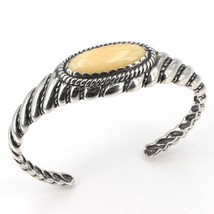 Carolyn Pollack Sterling Silver Yellow Jasper Rope Textured Cuff Bracelet IOB - £119.89 GBP