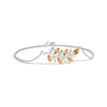 ANGARA Pear and Marquise Citrine Olive Branch Bracelet in 14K Solid Gold - £479.44 GBP