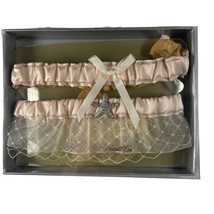 Wedding Garter Set Destination Romance Starfish Charm Beige Lace 1 Toss ... - £13.84 GBP