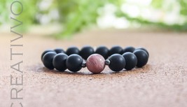 10mm Rhodonite, Hematite &amp; Black Matte Onyx - Mens Beaded Bracelet, Womens Brace - £18.68 GBP