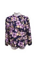 Nine West Top Womens Large  High Neck Floral Print Keyhole Blouse Office... - $12.87
