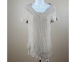 American Eagle Women&#39;s Short Sleeve Sweater Size Small Beige TJ5 - £6.64 GBP