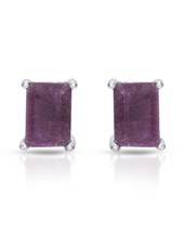 Stud Earrings With 2.25ctw Genuine Rubies 925 Sterling silver Length 8mm !!! - £39.70 GBP