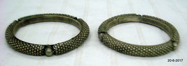 vintage antique ethnic tribal old silver bangle bracelet pair set 2pc - £148.77 GBP