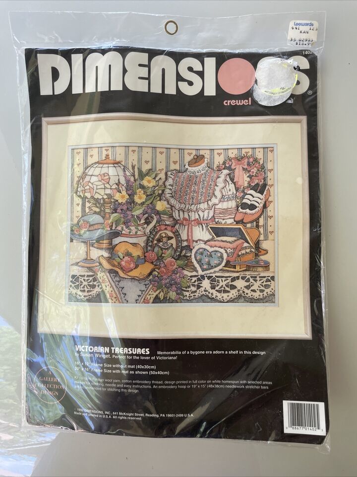 Vtg 1992 Dimensions Crewel 1402 Victorian Treasures Kit Yarn Thread Embroidery - £14.77 GBP