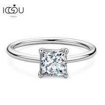 Sterling Silver Engagement Ring for Women 1.0ct Princess Cut Moissanite Promise  - £59.48 GBP