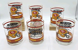 San Francisco 49ers Low Ball Glasses Set Super Bowl NFL 1989 80s NFL  Set 6 - $119.01