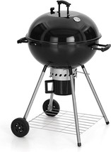 22&#39;&#39; Kettle Charcoal BBQ Grill With Wheels &amp; Ash Catcher For Outdoor Picnics NEW - £169.04 GBP