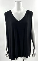 Maurices 24/7 Black Top Plus Size 4X Black Solid V Neck Tank Womens - £18.62 GBP