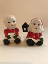 Santa &amp; Ms Claus Christmas Salt &amp; Pepper Shakers LEGO Brand Vintage Hand Painted - £6.63 GBP