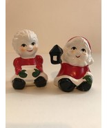 Santa &amp; Ms Claus Christmas Salt &amp; Pepper Shakers LEGO Brand Vintage Hand... - £6.63 GBP