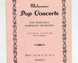 San Francisco Symphony Menu Arthur Fiedler Midsummer Pop Concert 1965 - $34.61