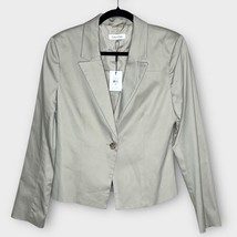 NWT CALVIN KLEIN khaki one button cotton/spandex blazer minimalist size 10 - €33,17 EUR