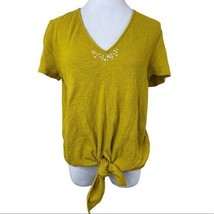 Madewell Texture and Thread Yellow Tie Front Top Sz M - $21.78
