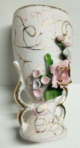Vintage Lefton Hand Painted-Beautiful Vase-Raised Flowers-Gold Trim - $19.30