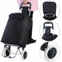 Costway Black Large Capacity Light Weight Wheeled Shopping Trolley Push Cart Bag - £43.25 GBP