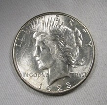 1923-S Silver Peace Dollar VCH AU Coin AN392 - £38.32 GBP