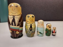 Vintage USSR Russian Political Leaders Set Of 5 Matryoshka Nesting Dolls - £31.64 GBP