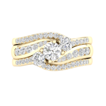 14K Yellow Gold 1 1/4ct TDW Diamond Bypass Bridal Ring Set with Two Bands - £2,139.62 GBP