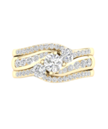 14K Yellow Gold 1 1/4ct TDW Diamond Bypass Bridal Ring Set with Two Bands - £2,124.47 GBP