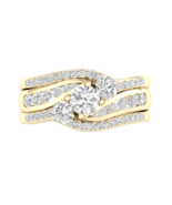 14K Yellow Gold 1 1/4ct TDW Diamond Bypass Bridal Ring Set with Two Bands - $2,719.99