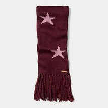 NWT Coach Star Intarsia Long Fringe Scarf Wool Blend Bright Berry Orchid F86021 - £57.37 GBP