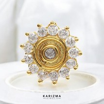 14K Echt Gold Damen Weiß Cz Fantastische Party Kleidung Nase Nieten Ring... - $77.51