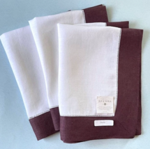 Sferra FILETTO Linen Placemats White w/Raisin Border 3 Piece Set 14x20" New - $32.90