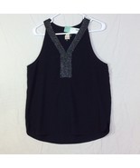 Ecru Navy Blue Sleeveless Blouse Top Embellished Bling Size M  Lined NWT - £21.90 GBP