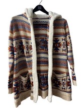 No Boundaries Cardigan Juniors XLG 15/17 Multi Colored  Aztec Hooded Ope... - £14.24 GBP