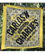 Carlos&#39; N Charlies Cancun, Mexico Ctn Wrap Sq. Bandana Scarf Paisley Yel... - £18.42 GBP