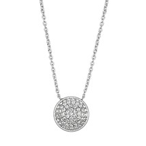 Elegant Round Cluster Simulated Diamond Charm Pendant Rhodium Plated Necklace - £59.82 GBP