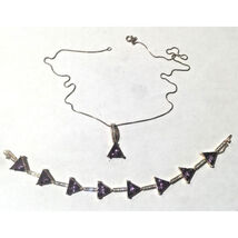 Stunning Sterling Silver Vermeil 18 Ct Amethyst Bracelet &amp; Pendant Garn Sky - $2,006.68 MXN