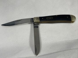 Steel Warrior Trapper Knife Engraved Genuine Buffalo Horn Stainless SW-1... - $282.50 MXN