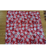 Vintage Holiday Snowflakes Tablecloth Red White Grey Cotton 51&quot; x 51&quot; - $11.83